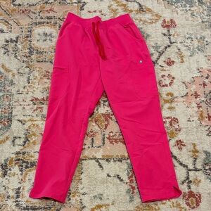 Figs High Waisted Yola Skinny Scrub Pants - Shocking Pink